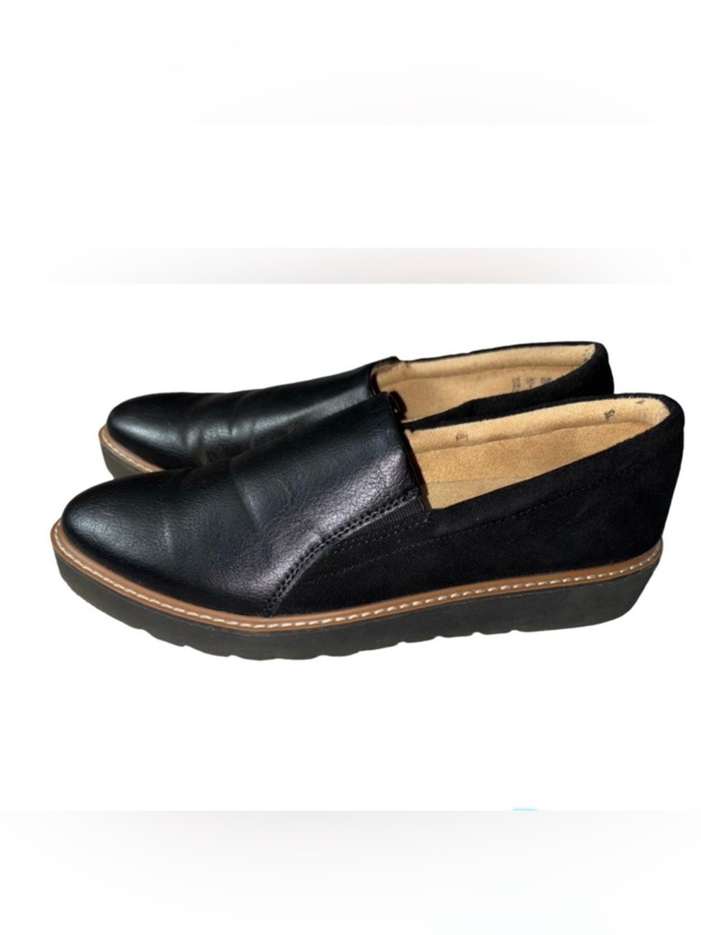 Naturalizer Effie Wedge Loafer Women's Size 8 Wide Black Vegan Leather S…
